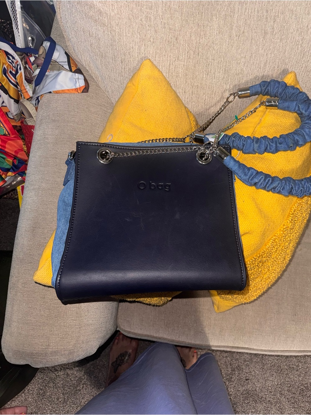 O bag Navy Blue and Light Blue Crossbody Bag